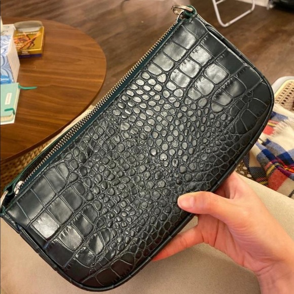 COPY - By Far Dark Green Croc Leather Rachel Bag - Picture 3 of 5